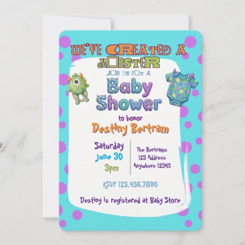 We've Created a Monster Baby Shower Invitation