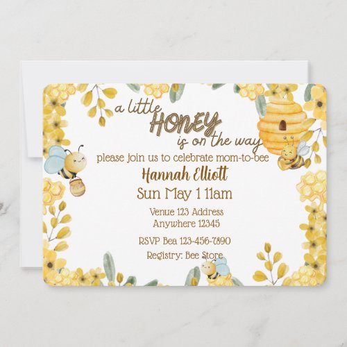 Little Honey On The Way Bee Baby Shower Invitation